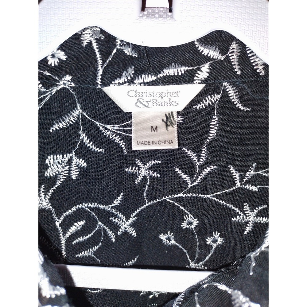 Christopher & Banks Floral Embroidered Cotton Denim Jacket Black White - Med‎ - Picture 5 of 12